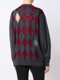 argyle pullover with sheer intarsia diamonds