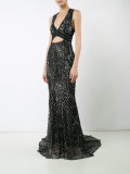 crossed back embroidered gown