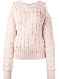 cold sleeve cable knit jumper