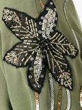floral sequin sleeve bomber jacket