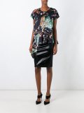blossom print asymmetric blouse