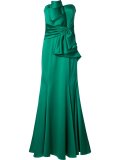 ruffled waist strapless gown