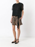 textured sheer sleeve blouse