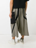 striped detail drop-crotch trousers