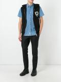 sleeveless chest patch hoodie