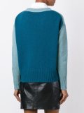 colour block long sleeve sweater