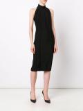 halterneck ribbed detailing dress