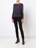 abstract print ruffled blouse