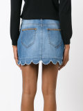 scalloped hem denim skirt