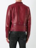 zipped panel leather jacket