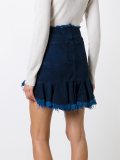 frayed frill hem denim skirt