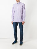 logo embroidered striped shirt