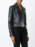 quilted detail biker jacket