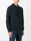 embossed logo zipped hoodie