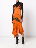 burnt print flared dress