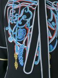 embroidered neck tie dress