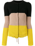 sheer panel striped cardigan
