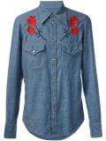embroidered rose denim shirt