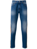 stripe panel straight jeans
