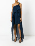 one-shoulder draped dress