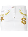 embroidered denim mini-skirt