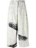 sketch print cropped trousers
