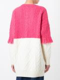 mixed cable knit fringed jumper