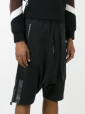 drop crotch track shorts