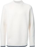 waffle knit contrast trim jumper