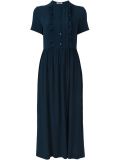 pleated ruffle bib dress