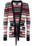 multi-pattern belted cardigan