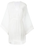 flared sleeves sheer dress