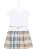 checkered hem short-sleeved dress
