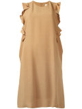 sleeveless ruffle trim dress