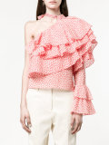 printed ruffle one-shoulder top