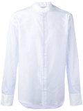 striped band collar shirt