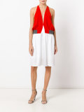 contrast V neck dress