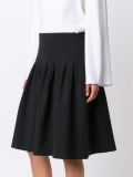 pleated knee length skirt
