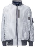 pinstriped bomber jacket