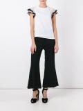 sheer ruffled sleeves T-shirt