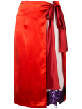 satin contrast wrap skirt