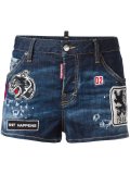 patched denim shorts