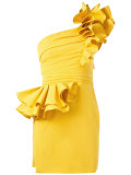 one shoulder rose dress