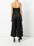 ruffled satin-backed crepe gown