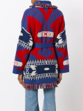 multi figures frayed trim cardi-coat