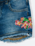 floral embellishment denim shorts