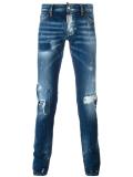 Slim bleached patchwork jeans