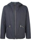 striped lining hooded puffer