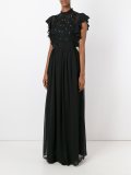 embroidered front semi sheer dress