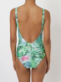 foliage print open back swimsuit